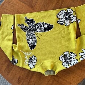 Vibrant Yellow Diaper Cover with Insect and Floral Design